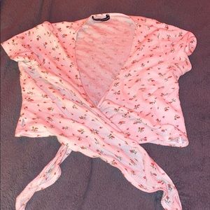 White Cropped Wrap Top